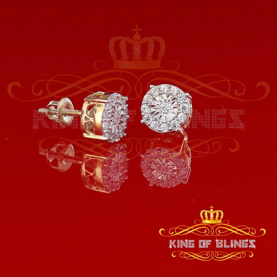 King of Bling's Yellow Silver 1.12ct Cubic Zirconia 925 Women's & Men's Hip Hop Square Earrings