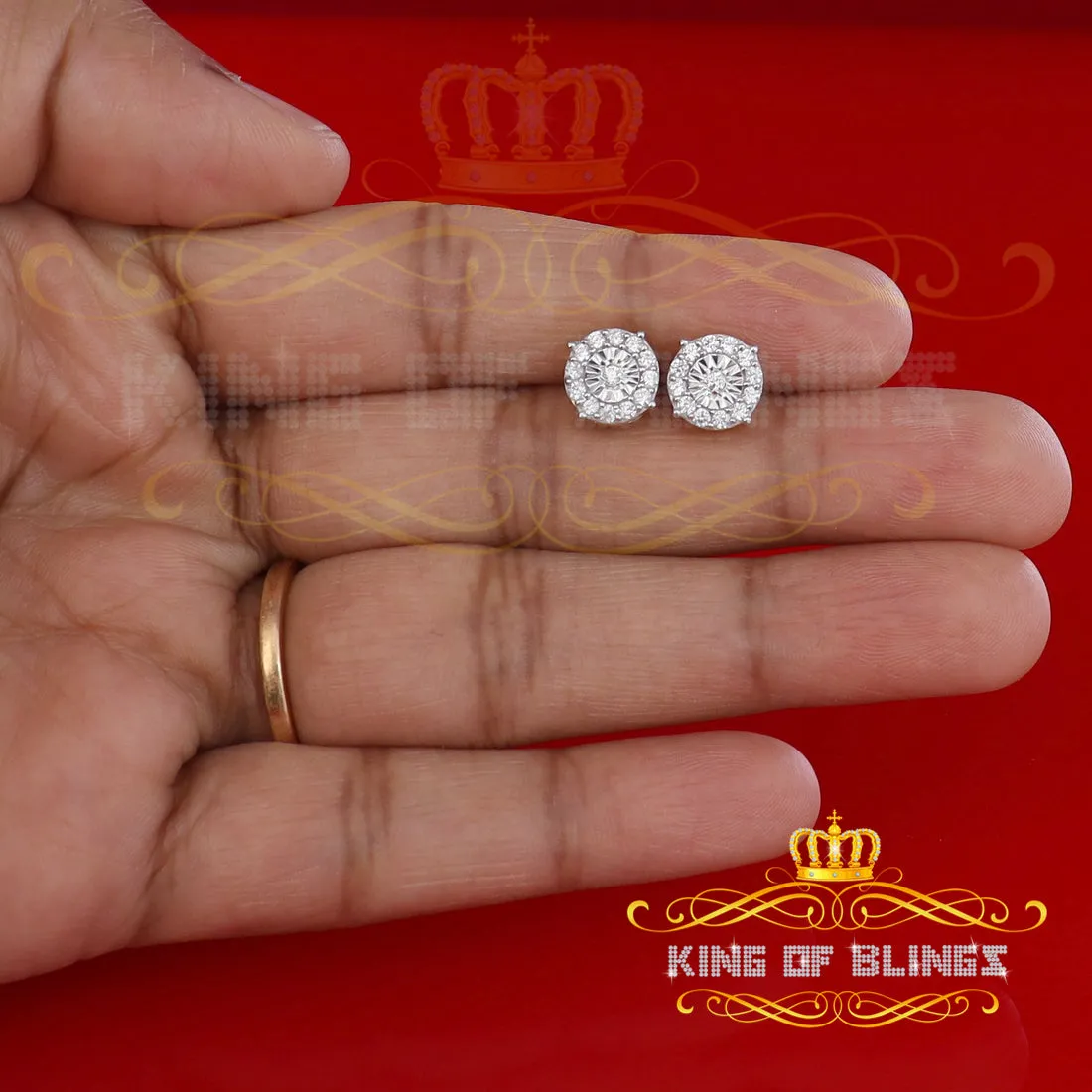 King of Bling's Yellow Silver 1.12ct Cubic Zirconia 925 Women's & Men's Hip Hop Square Earrings