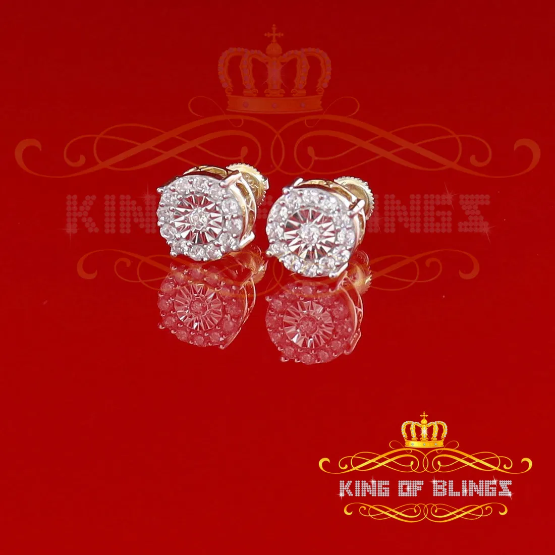 King of Bling's Yellow Silver 1.12ct Cubic Zirconia 925 Women's & Men's Hip Hop Square Earrings