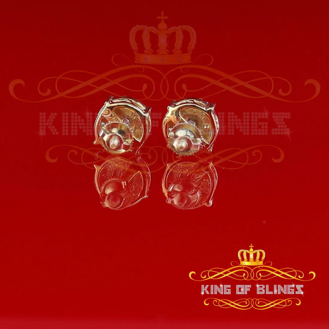 King of Bling's Yellow Silver 1.12ct Cubic Zirconia 925 Women's & Men's Hip Hop Square Earrings