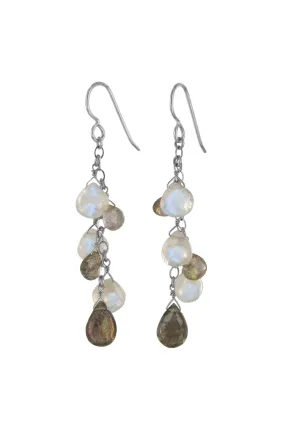 Labradorite Earrings, Rainbow Moonstone Gemstones