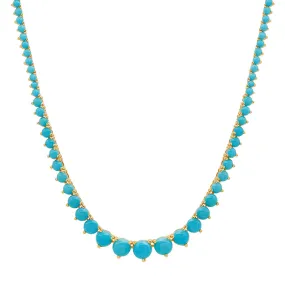 Large Graduated 3-Prong Turquoise Tennis Necklace