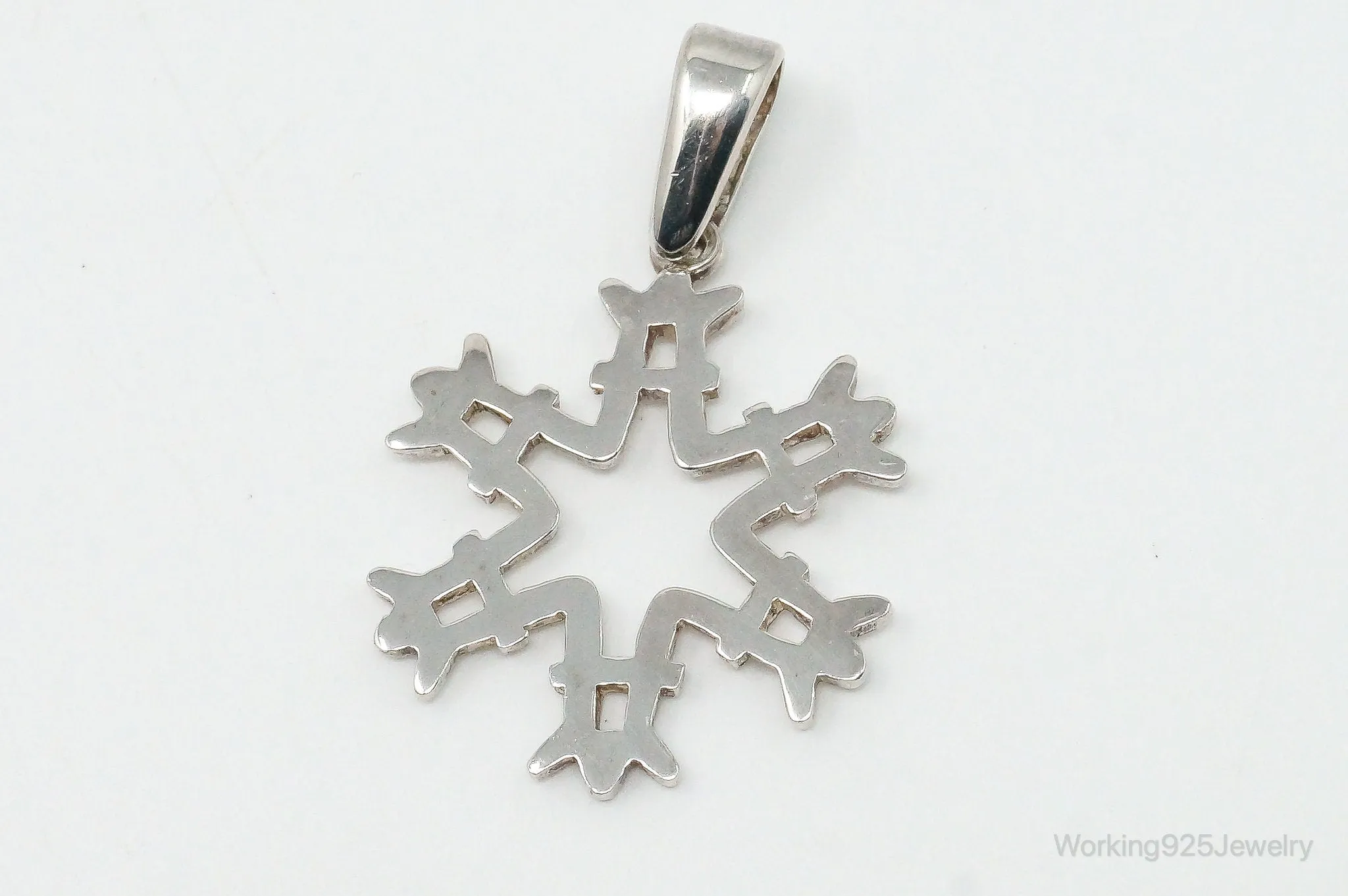 Large Vintage Mexico Snowflake Sterling Silver Pendant