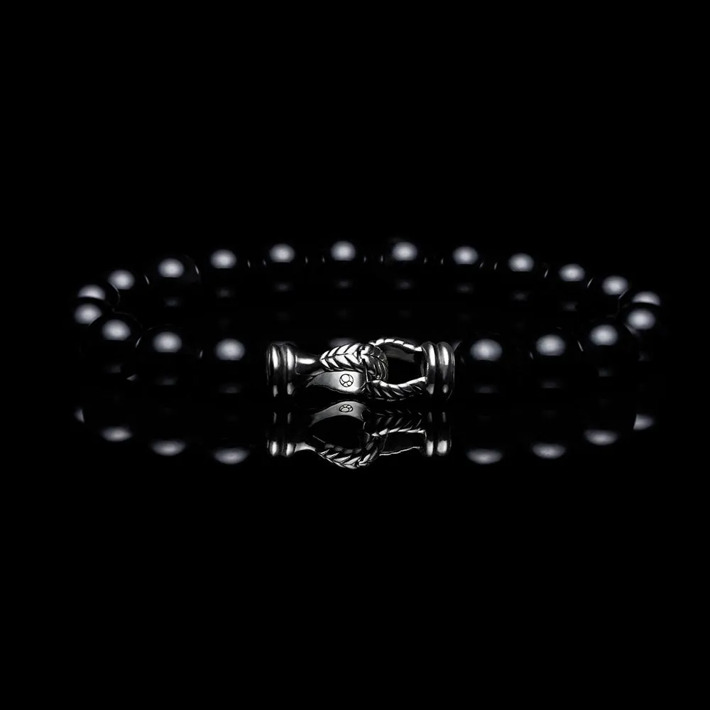 Laurel Silver Onyx Beaded Bracelet