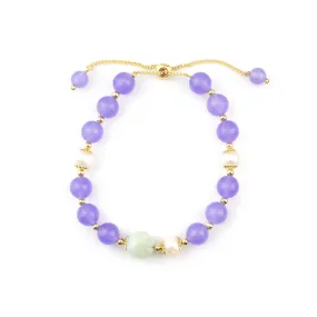 Lavender Jade Rose Charm Bracelet