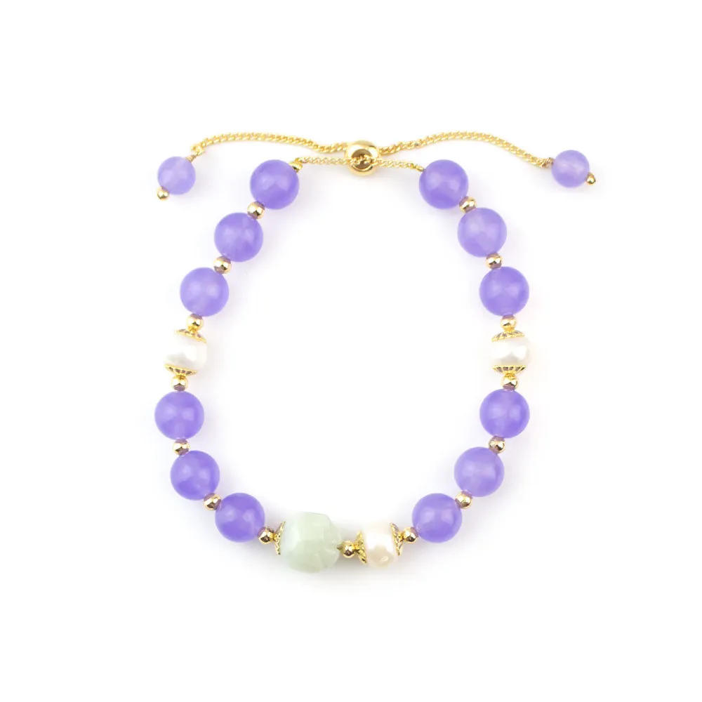 Lavender Jade Rose Charm Bracelet