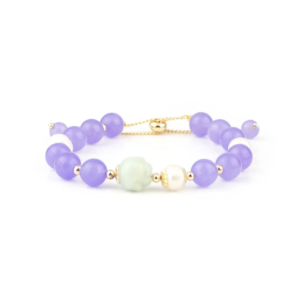 Lavender Jade Rose Charm Bracelet