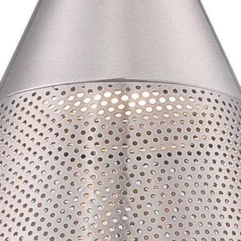 LED Pendant Light with Satin Steel Perforated Metal Shade