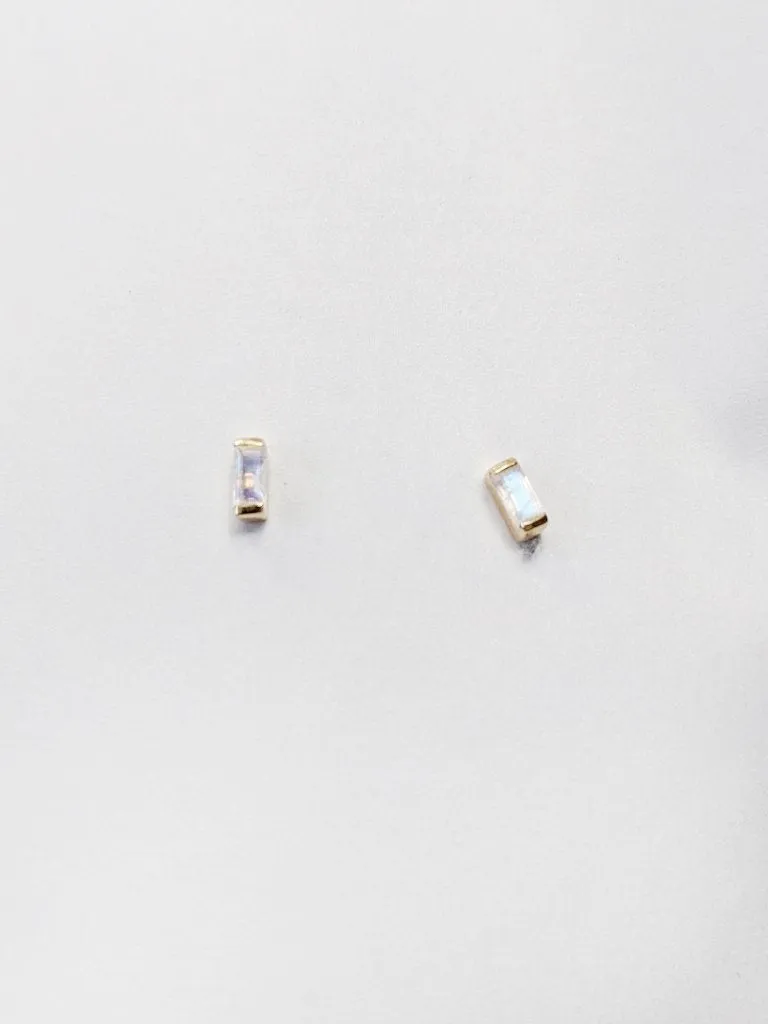 Little Gold Vesper Studs (Moonstone)