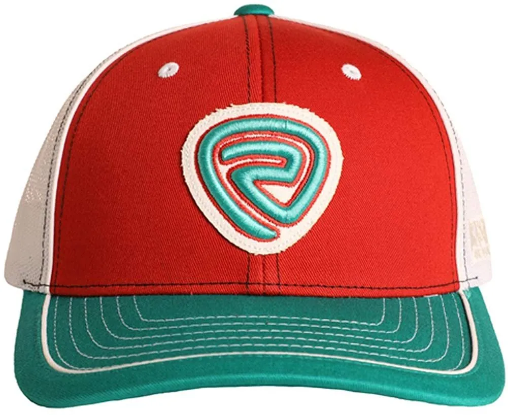 Logo Patch Adjustable Trucker Cap, Red/Turquoise