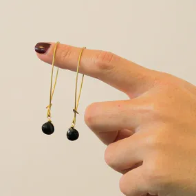 Long Simple Stone Earrings: Choose Your Gemstone in Brass or Silver