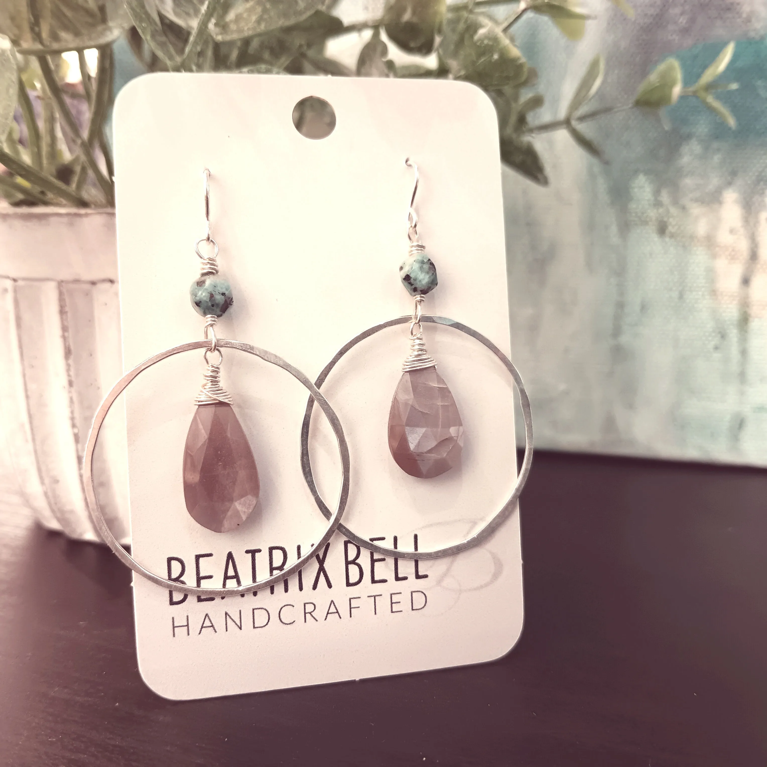 Luna Earrings • Brown Moonstone   Amazonite