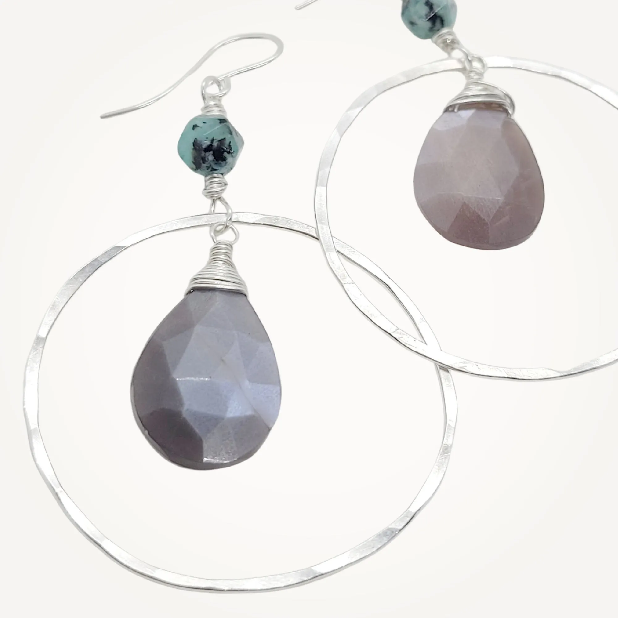 Luna Earrings • Brown Moonstone   Amazonite