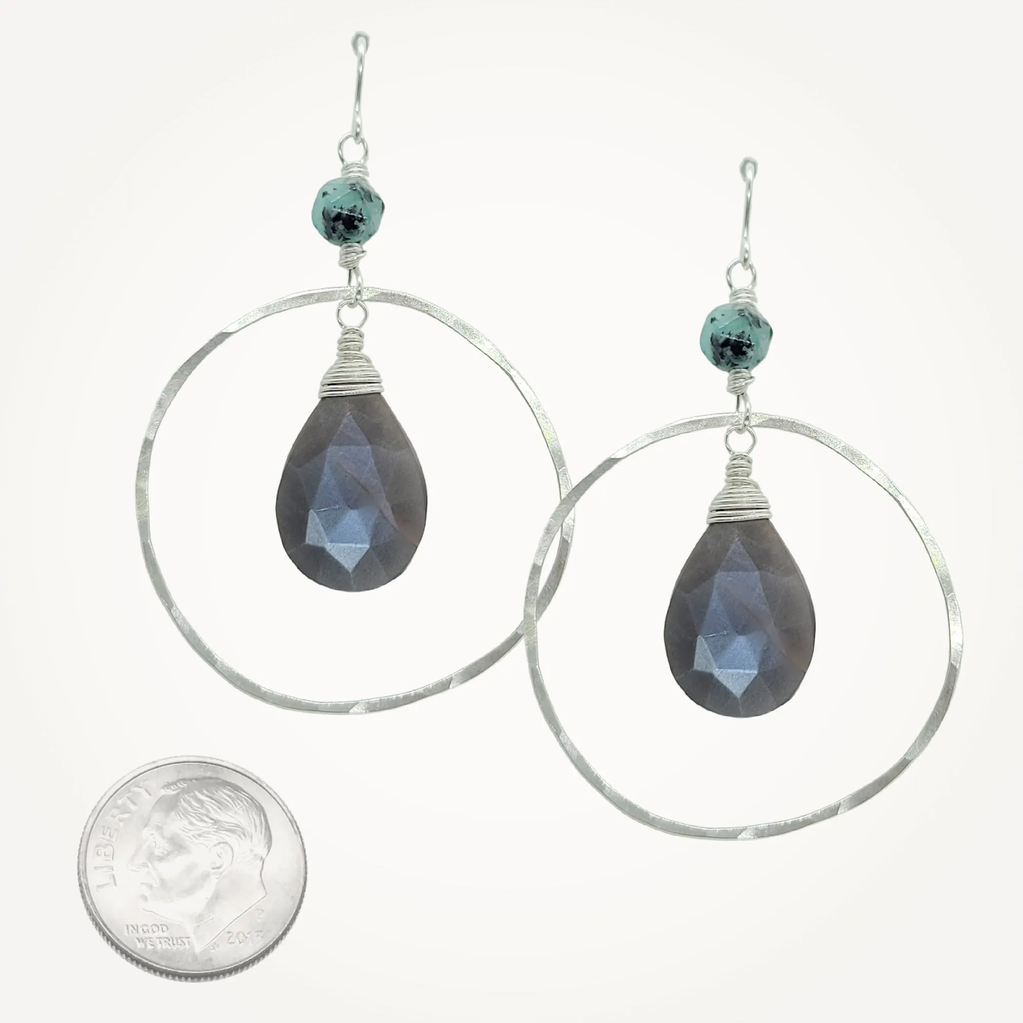 Luna Earrings • Brown Moonstone   Amazonite