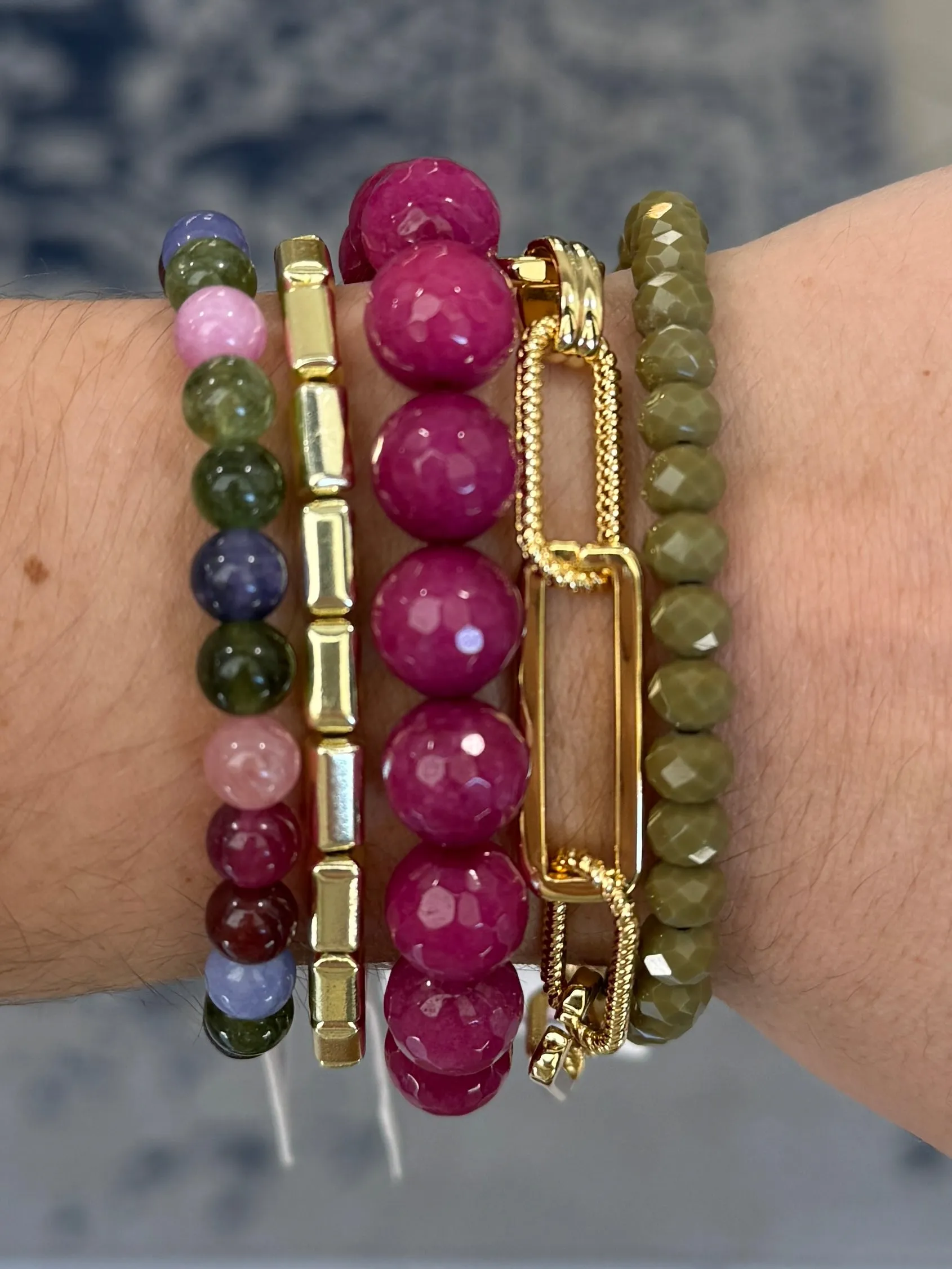 Magenta Faceted Jade 10mm Bracelet