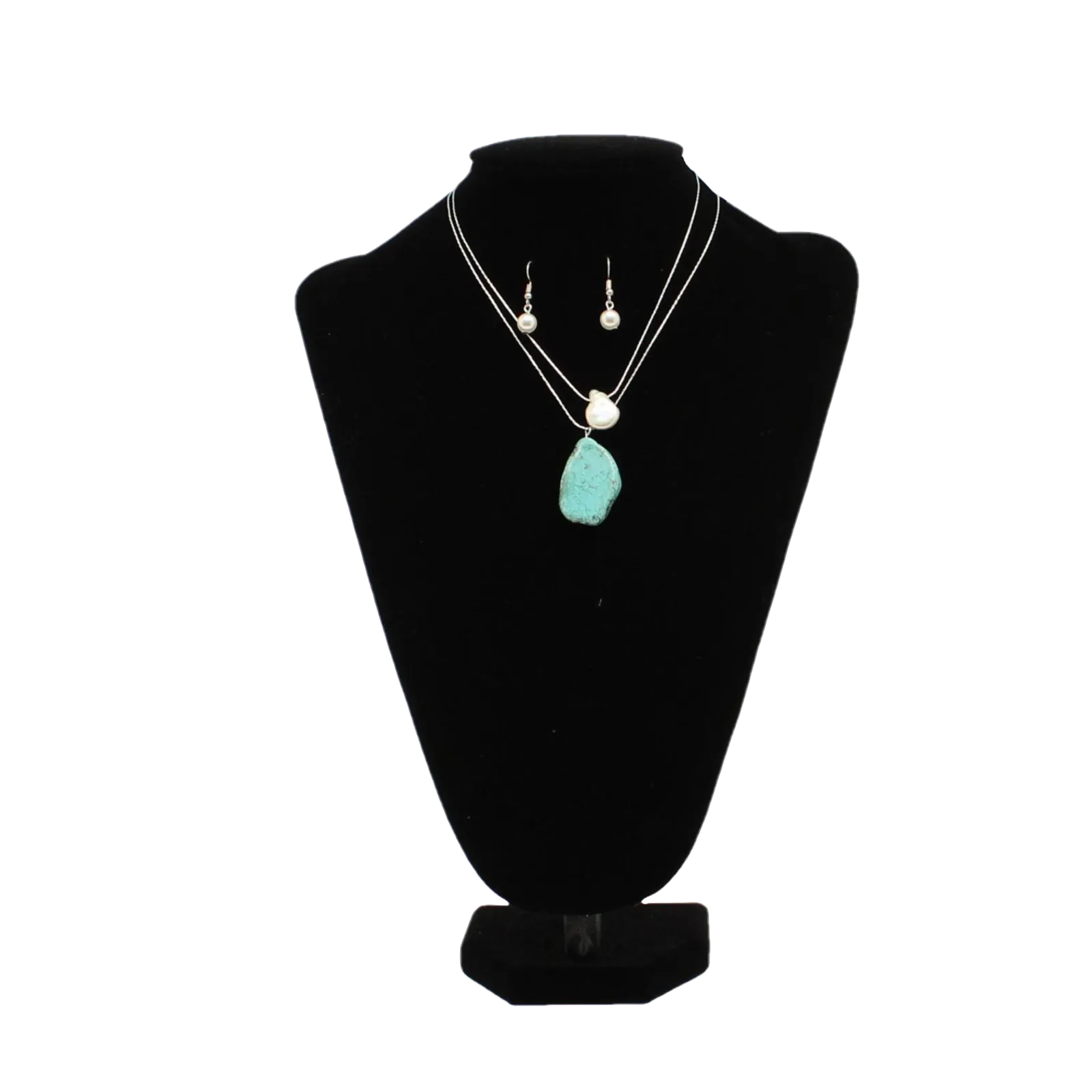 M&F Western Ladies Double Stranded Turquoise Necklace & Earring Set D4500108