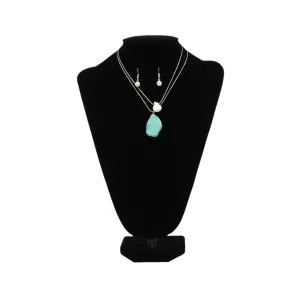 M&F Western Ladies Double Stranded Turquoise Necklace & Earring Set D4500108