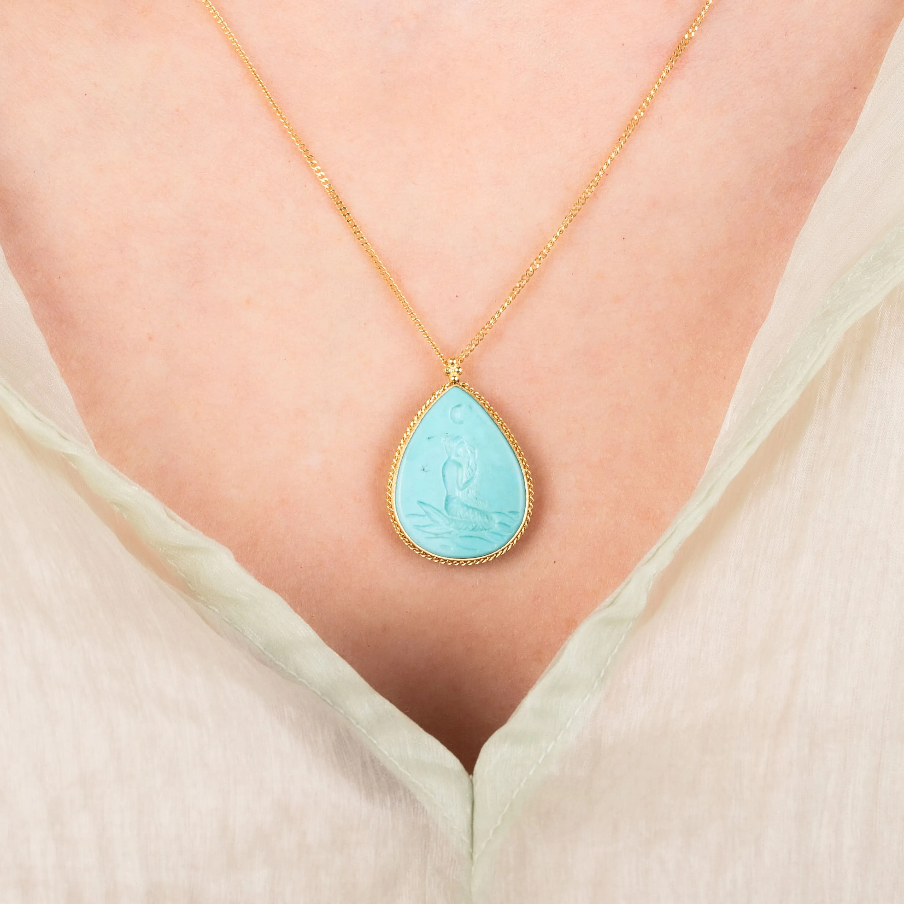 Medium Turquoise 18k One-of-a-Kind Necklace