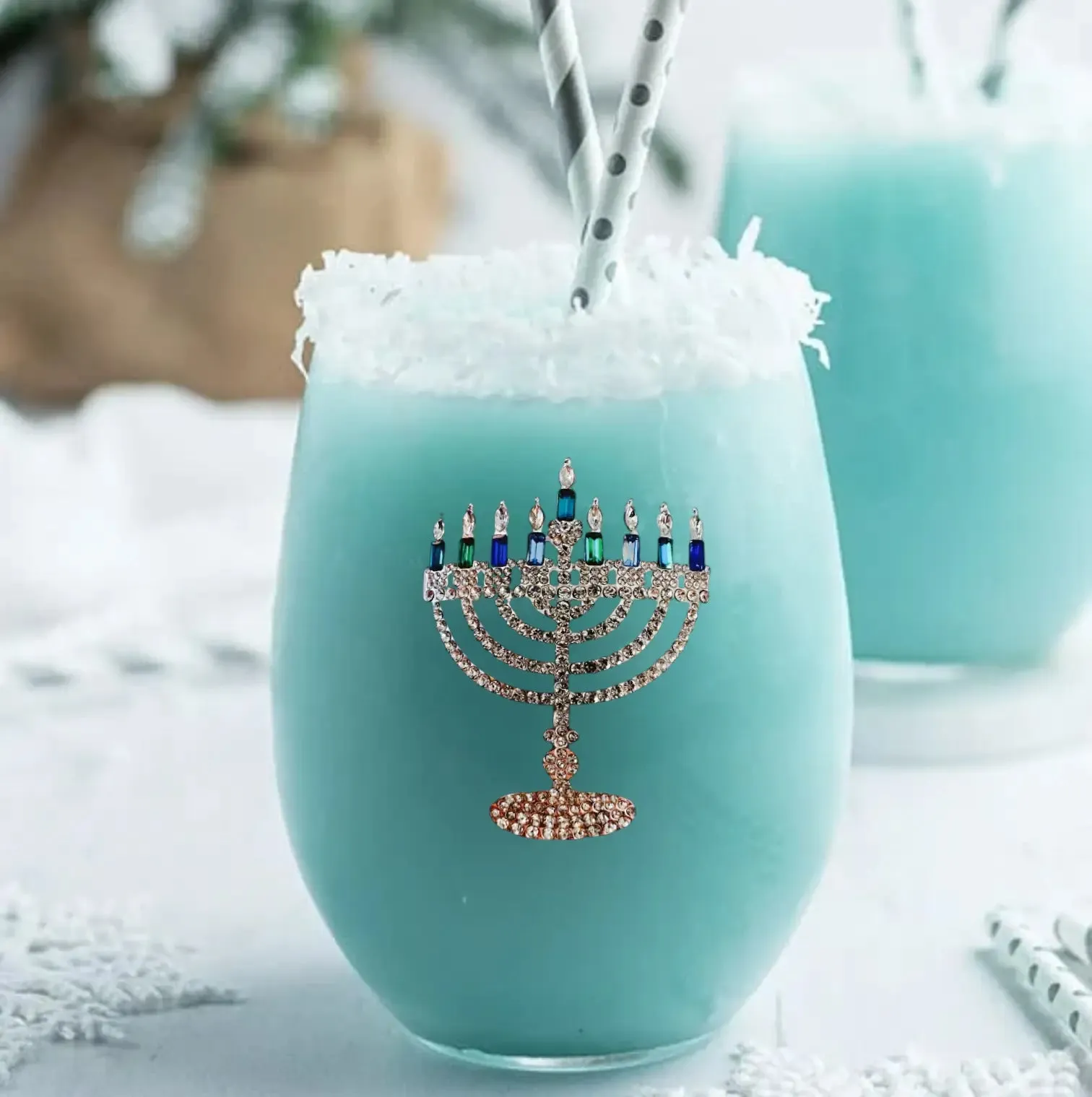 Menorah Jeweled Stemless