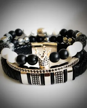 Men's Black and White Bracelet set