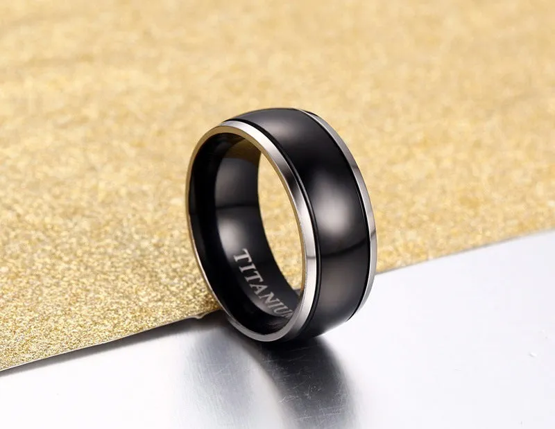 Mens Black Ring with Names Engraved