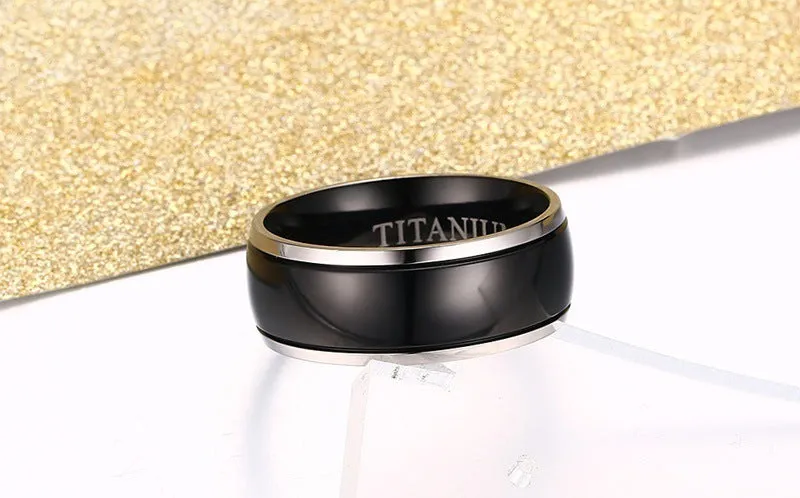 Mens Black Ring with Names Engraved