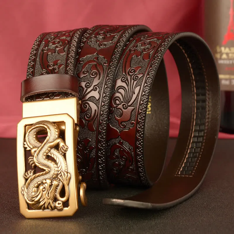 Men's Coiling Dragon Embossing Leather Belt