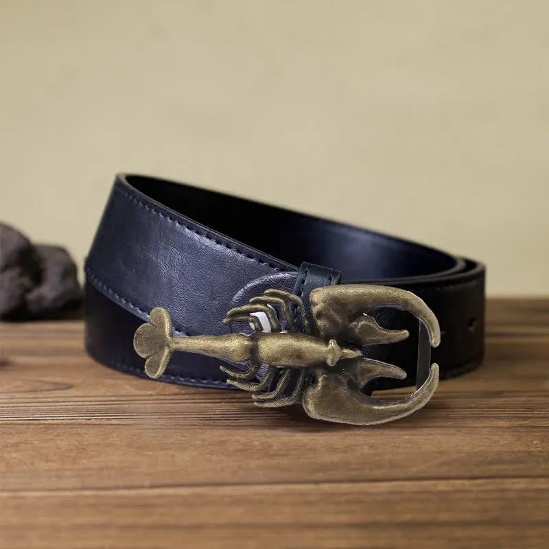 Men's DIY Animal Mini Scorpion Buckle Leather Belt