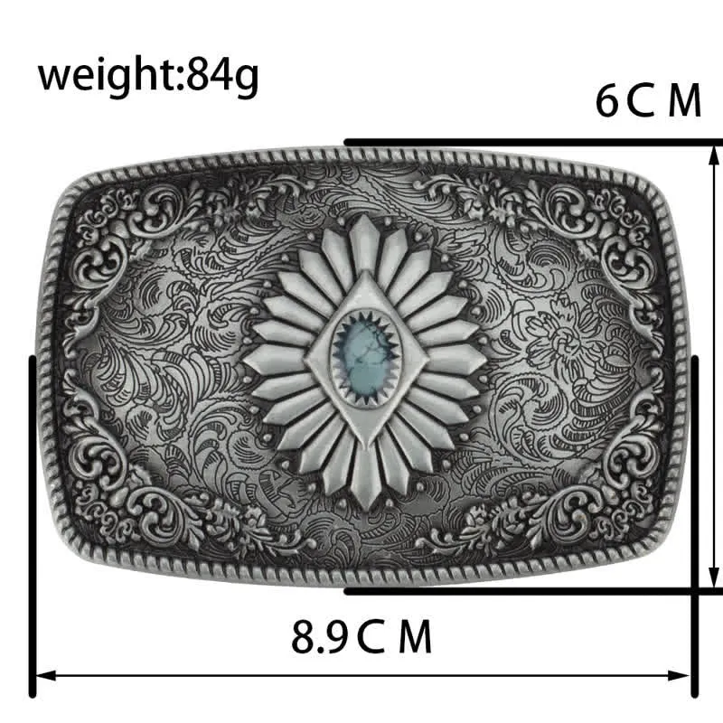 Men's Floral Engraving Pattern Automatic Buckle Leather Belt