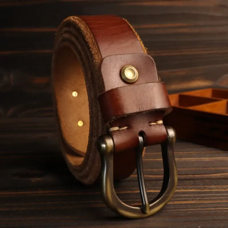 Men's Handmade Distressed Thicken Retro Leather Belt