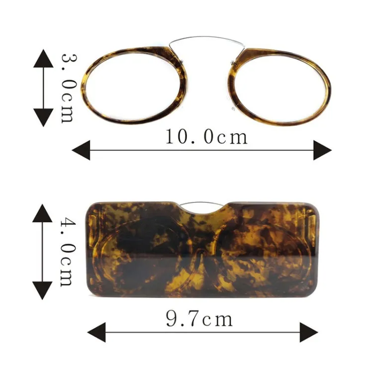 Mini Clip Nose Style Presbyopic Glasses without Temples, Positive Diopters: 2.00(Brown)