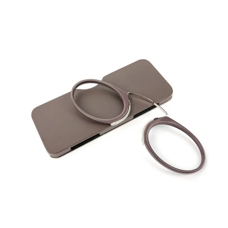 Mini Clip Nose Style Presbyopic Glasses without Temples, Positive Diopters: 2.00(Brown)