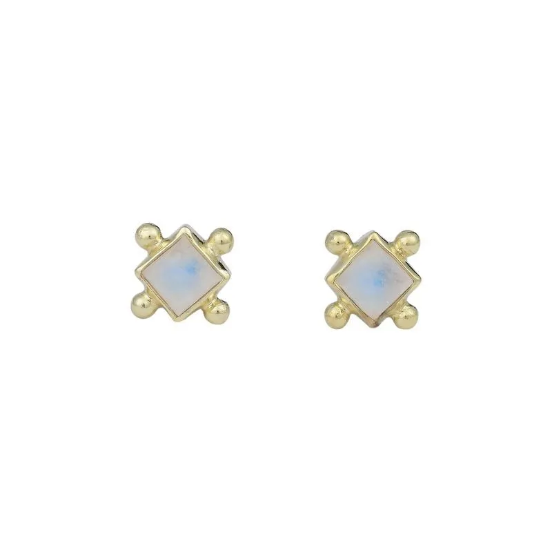 Mini Gia 14K Vermeil Moonstone Earrings