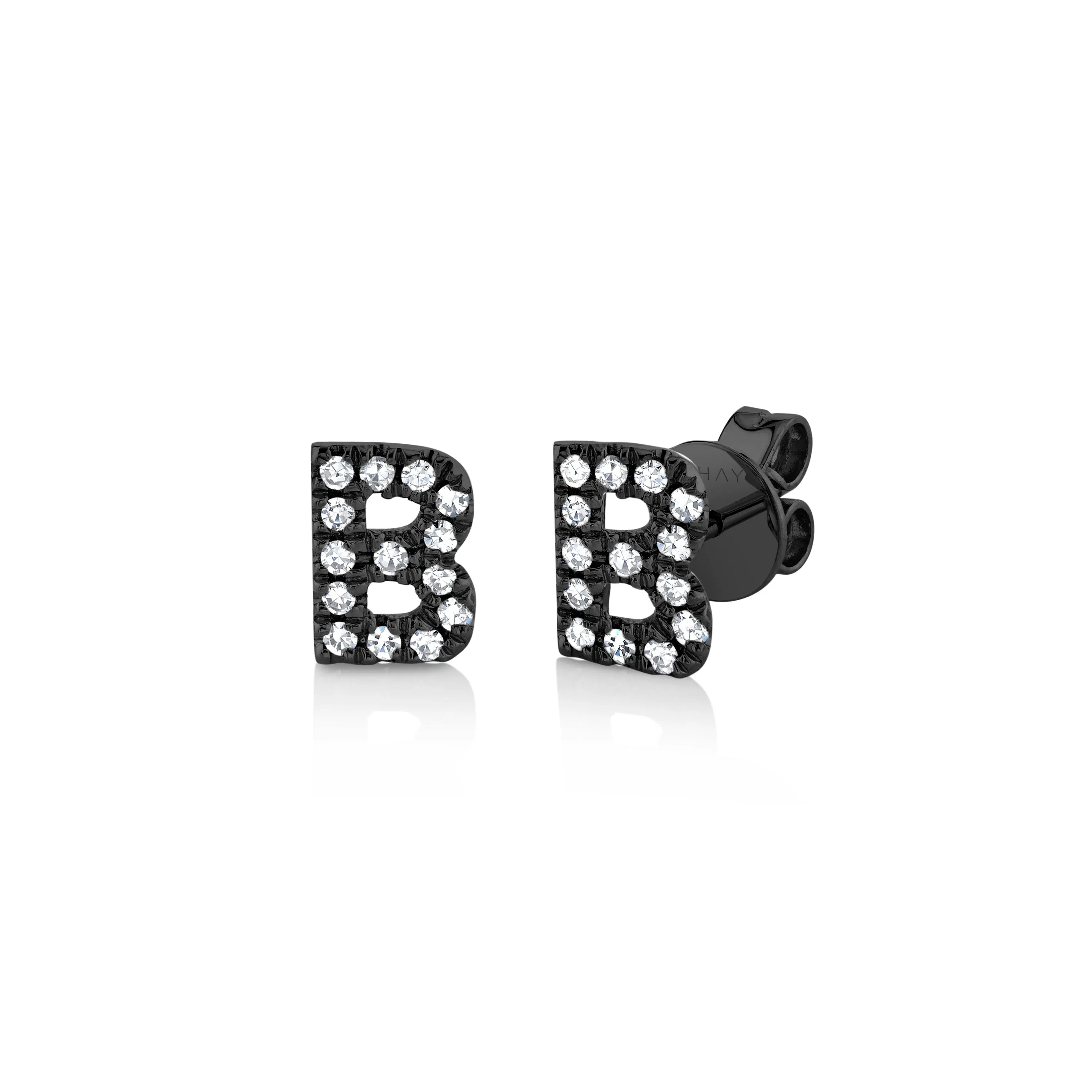 MINI ME DIAMOND PAVE SINGLE INITAL STUD, LARGE