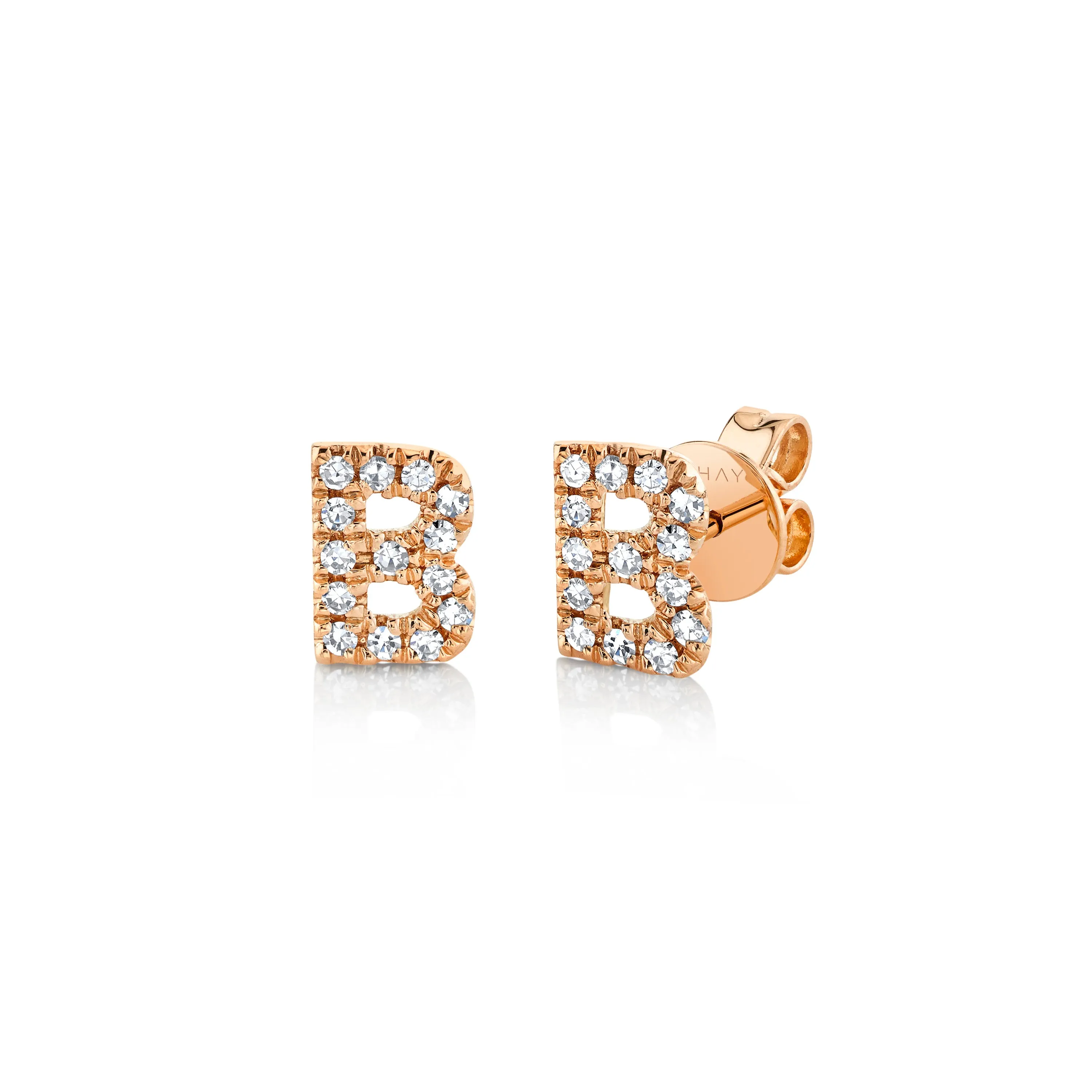 MINI ME DIAMOND PAVE SINGLE INITAL STUD, LARGE