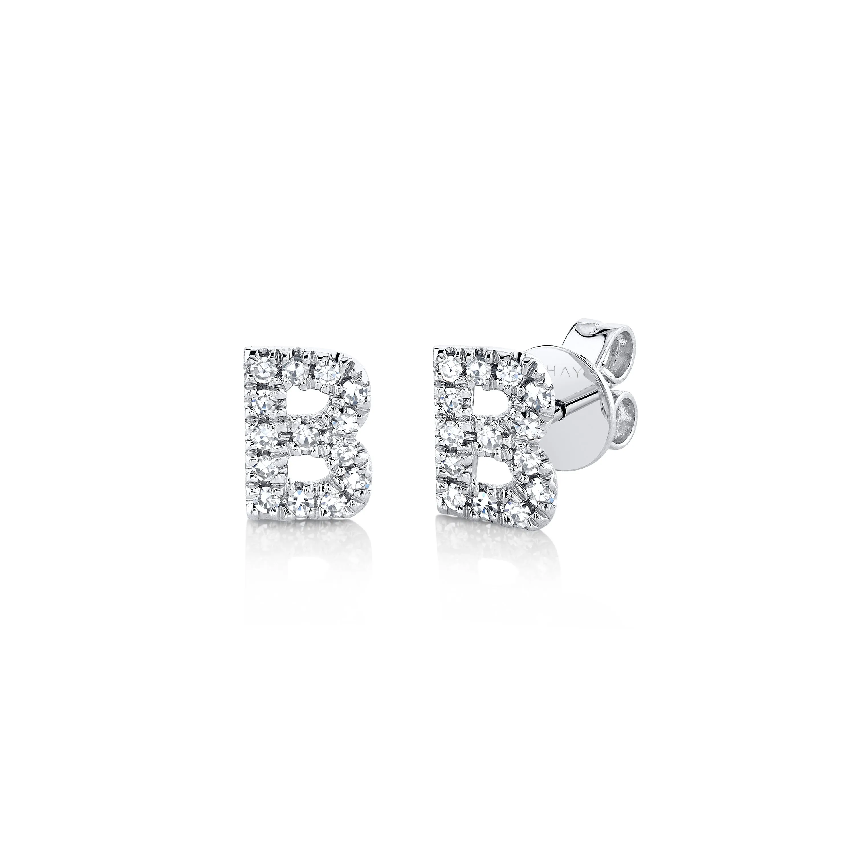 MINI ME DIAMOND PAVE SINGLE INITAL STUD, LARGE