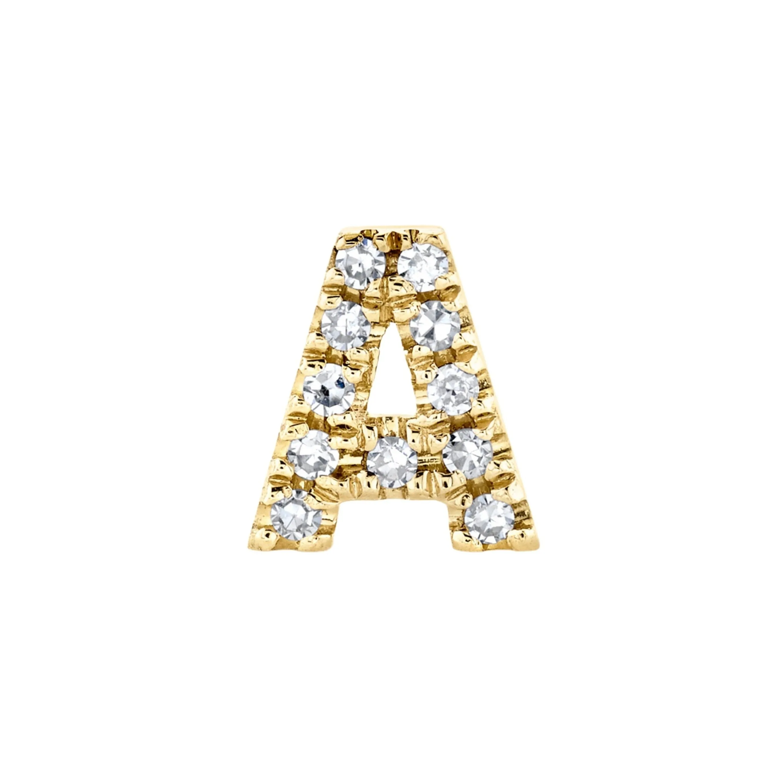 MINI ME DIAMOND PAVE SINGLE INITAL STUD, LARGE