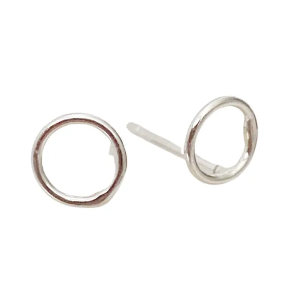 Mini Open Circle Silver Stud Earrings