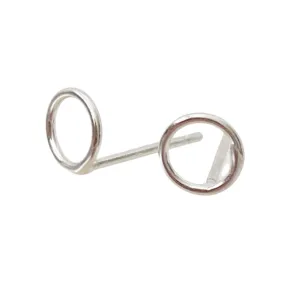 Mini Open Circle Silver Stud Earrings