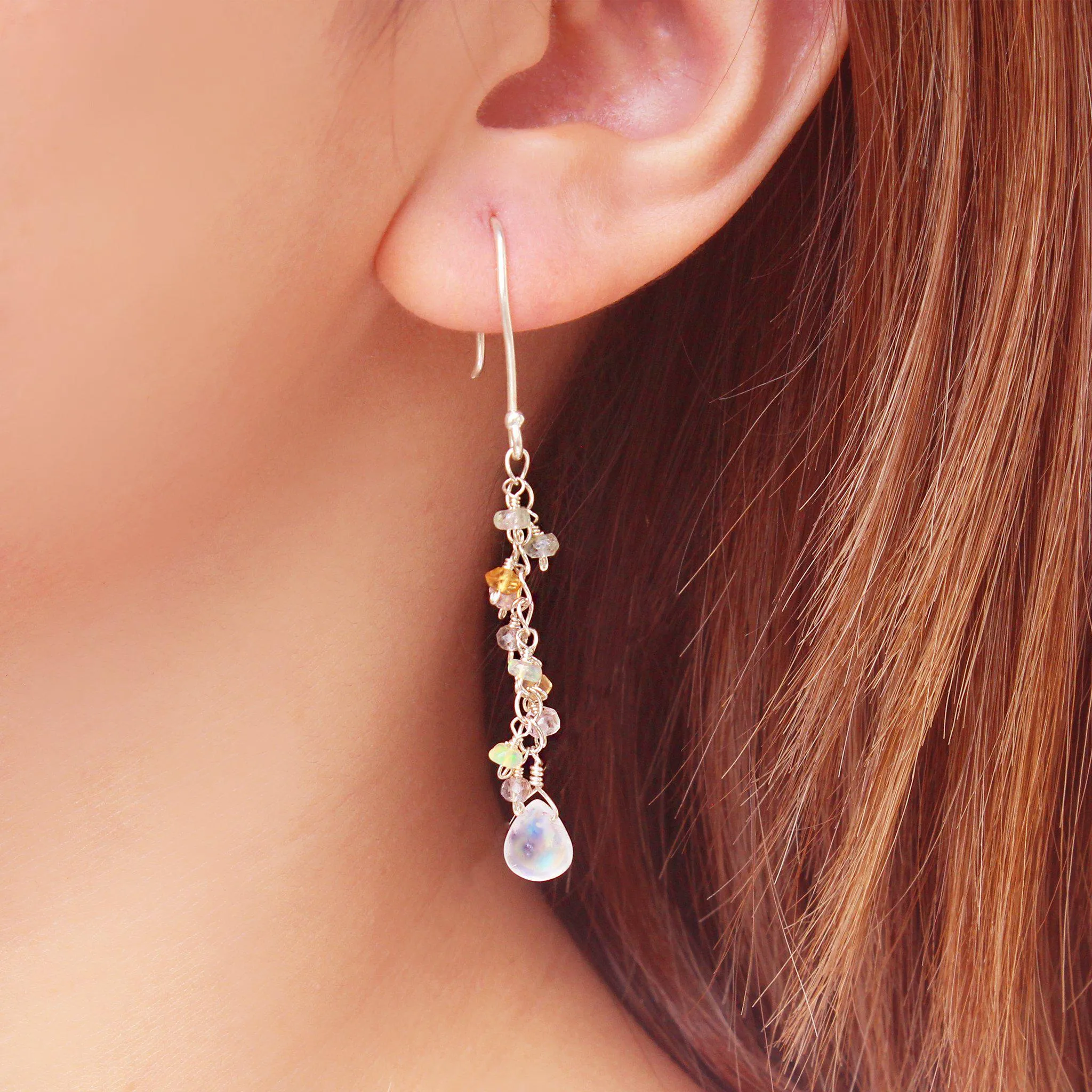 Minidot Earrings: Moonstone