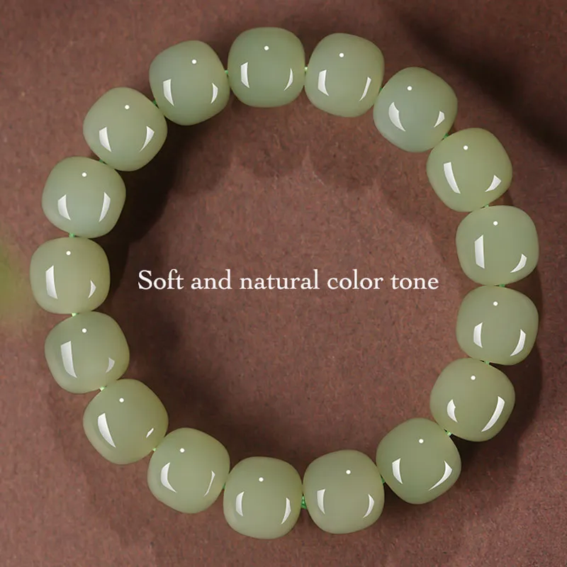 Minimalist Classic Style Natural Hetian Qingshui Jade Bracelet for Women Chinese Jewelry Gift