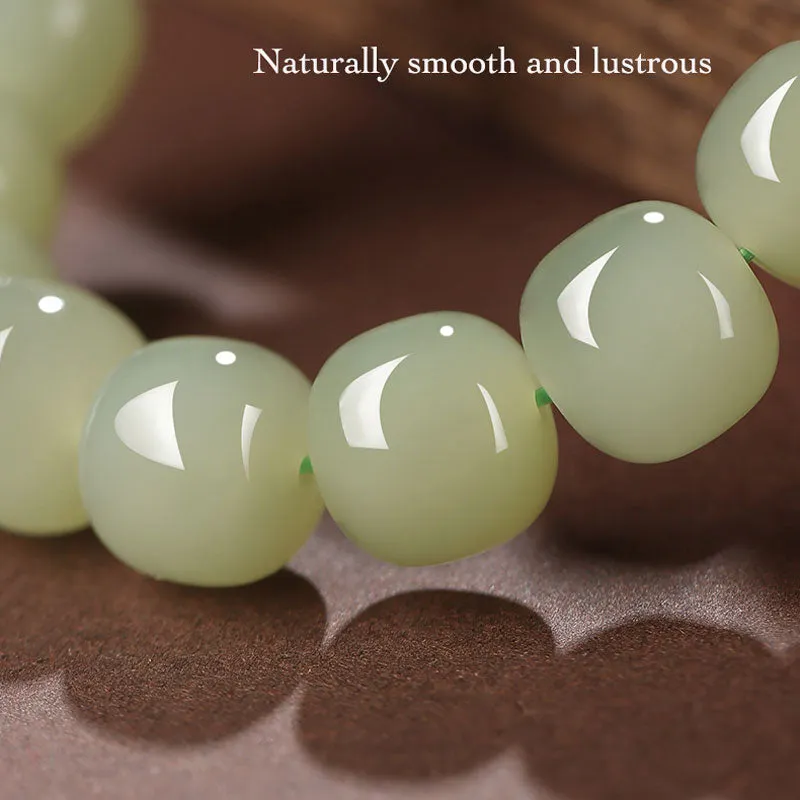 Minimalist Classic Style Natural Hetian Qingshui Jade Bracelet for Women Chinese Jewelry Gift