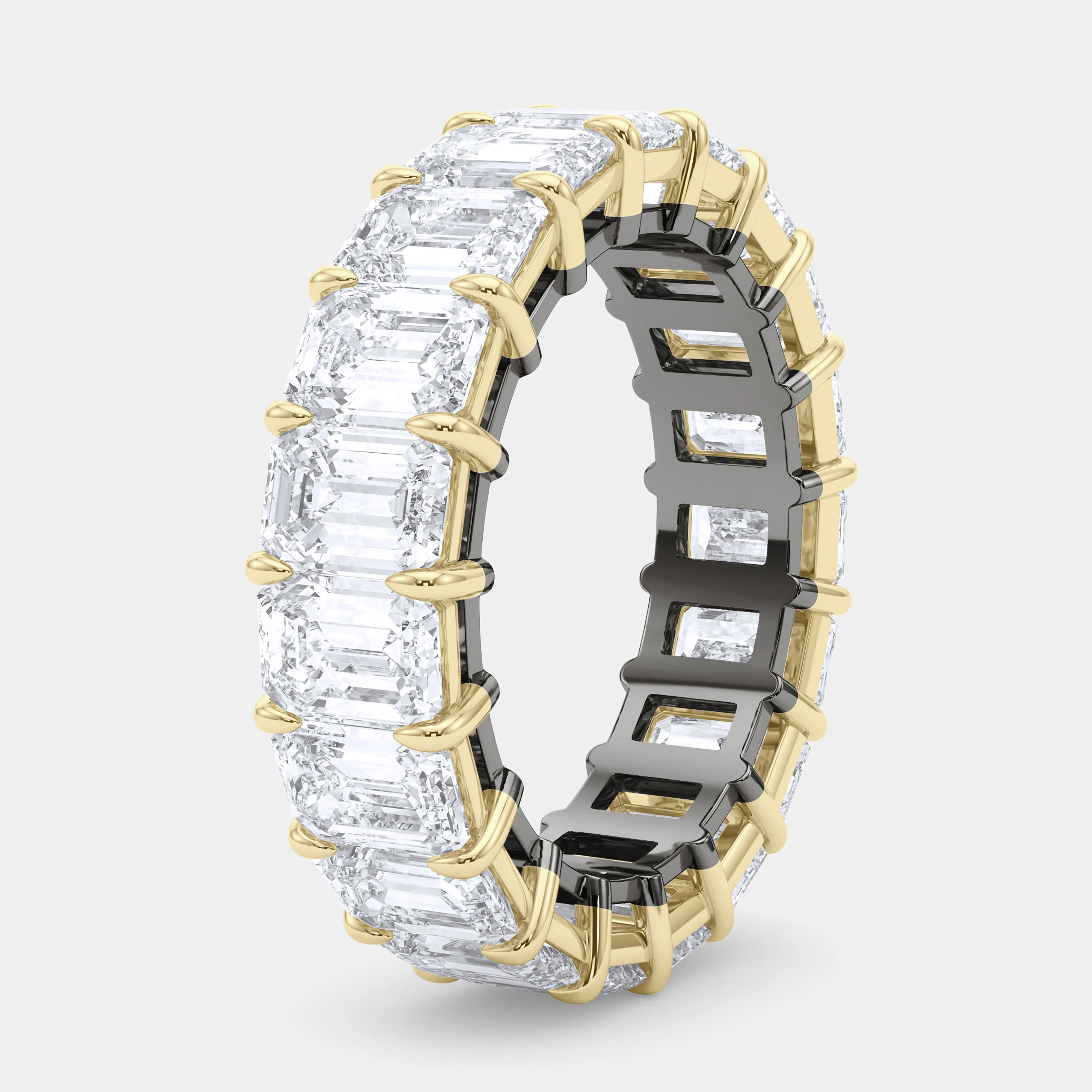 Mixed Metals Emerald Diamond Eternity Ring