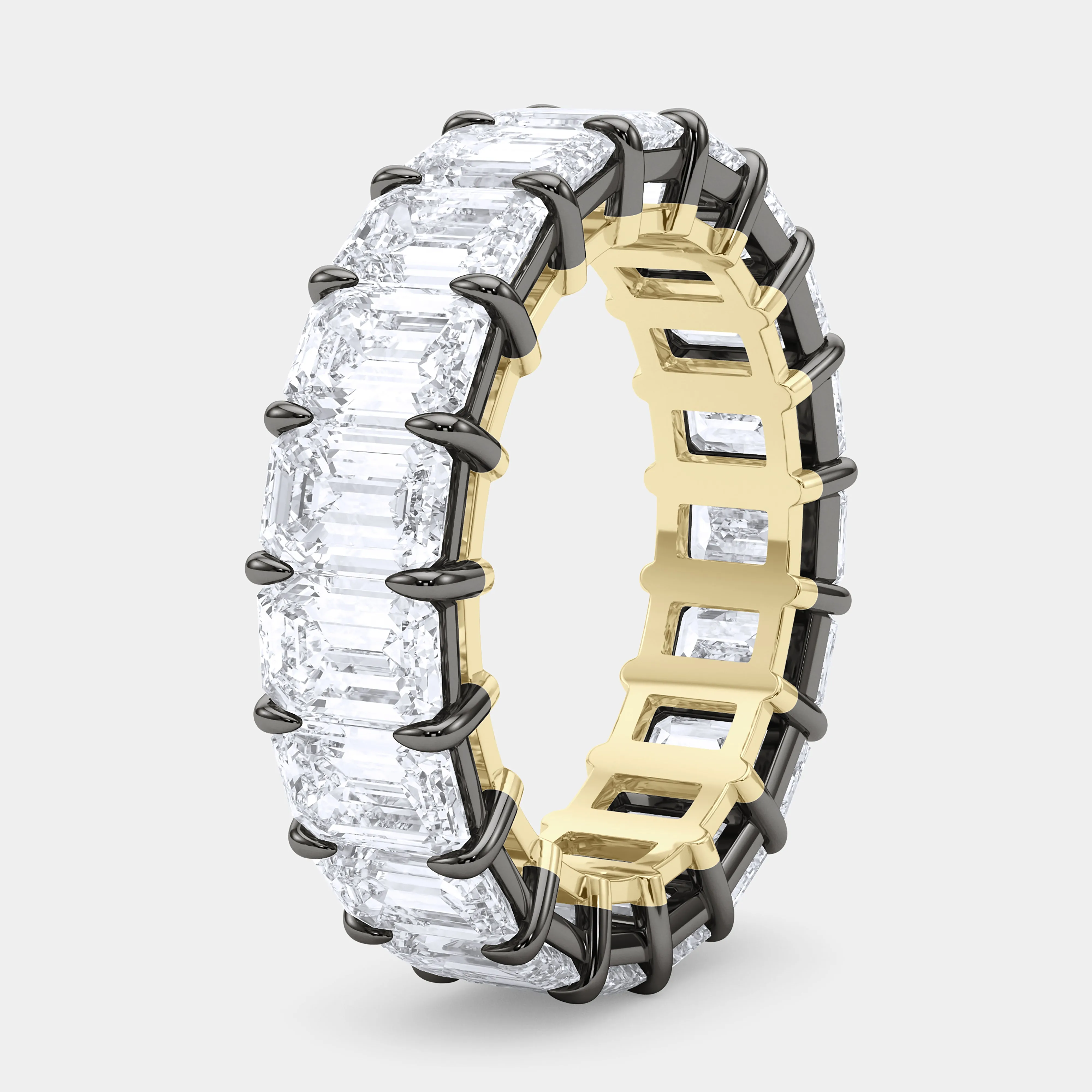 Mixed Metals Emerald Diamond Eternity Ring