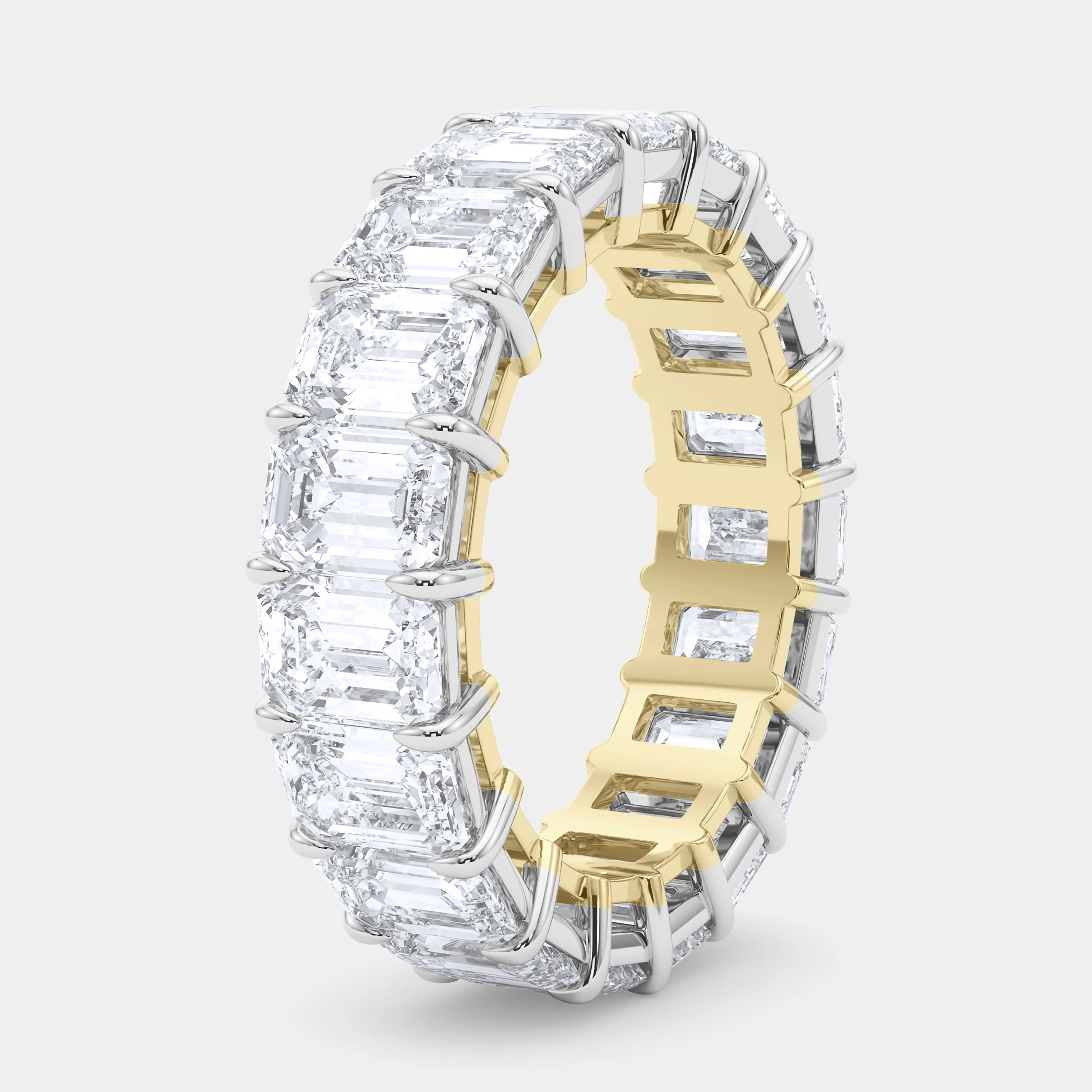 Mixed Metals Emerald Diamond Eternity Ring