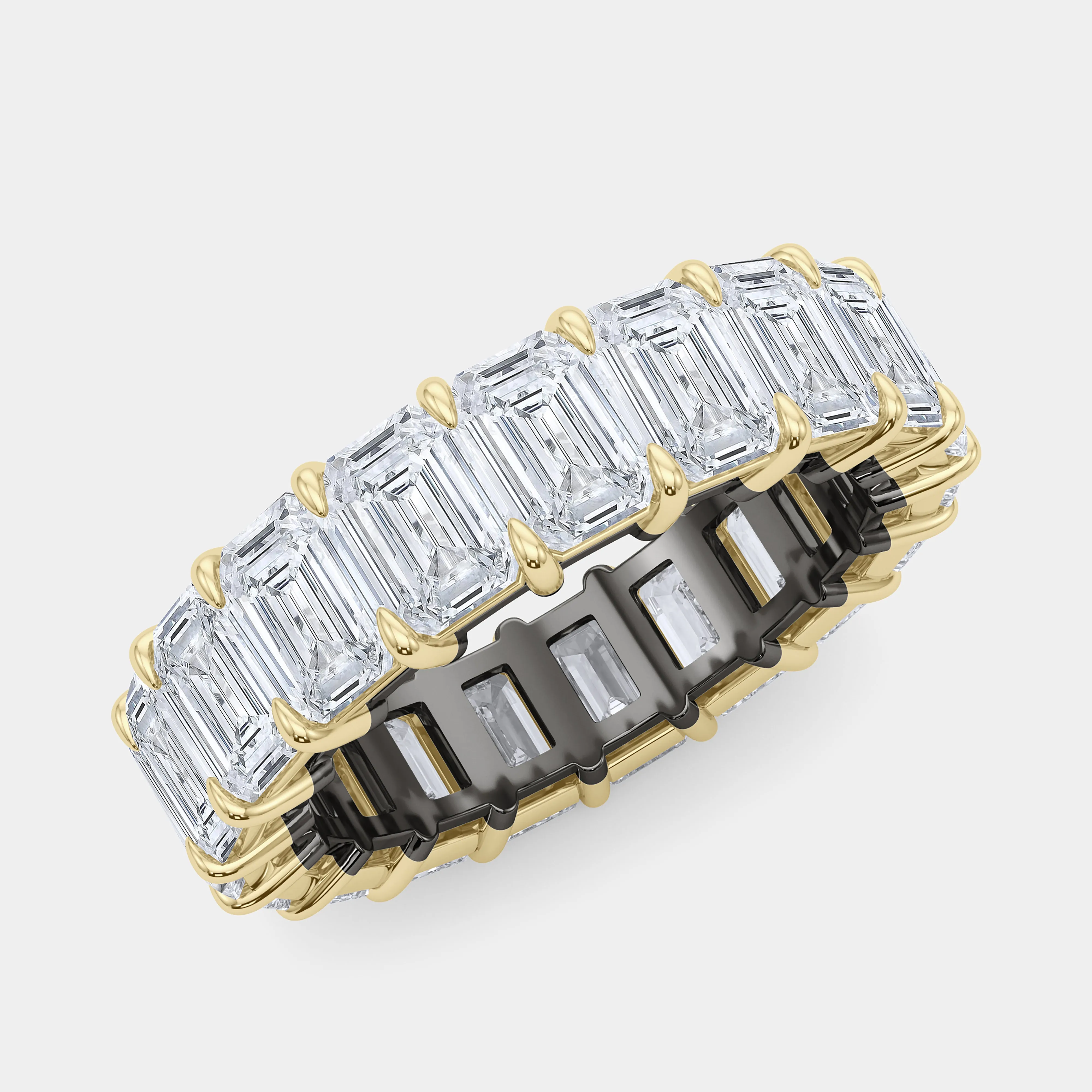 Mixed Metals Emerald Diamond Eternity Ring