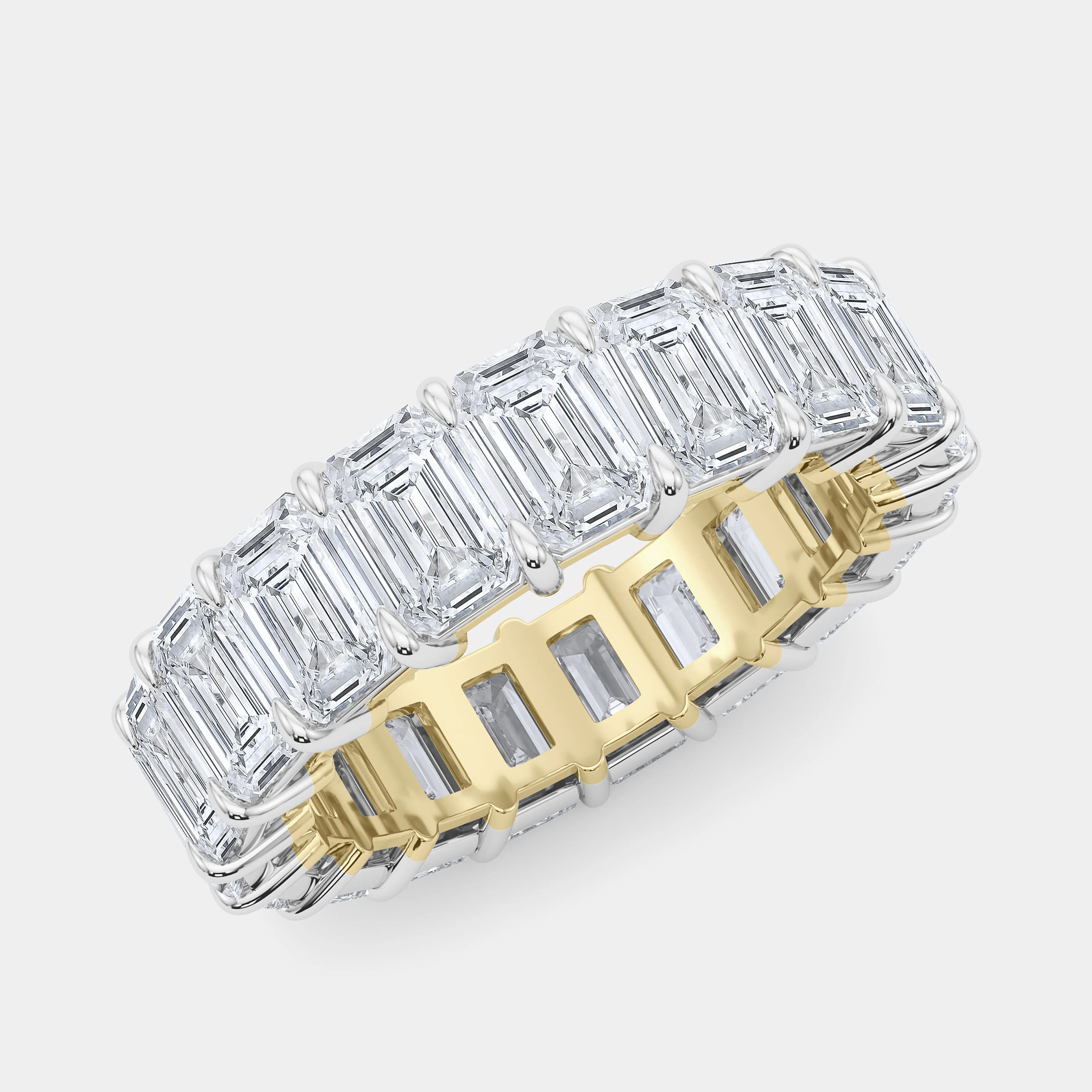 Mixed Metals Emerald Diamond Eternity Ring