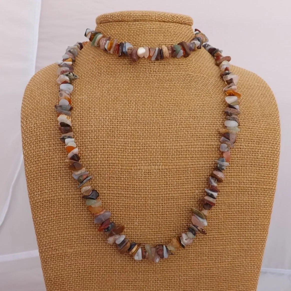 Mixed Semi Precious Gem Chip Necklace