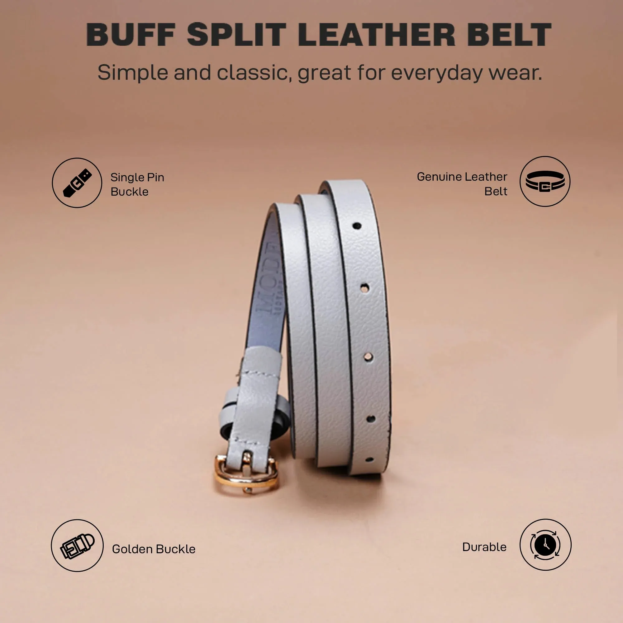 Mode By Red Tape Textured Leather Belt For Women | Classic And Durable