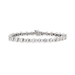 Modern 7.5 Carat Total Weight Diamond 14K White Gold Tennis Bracelet